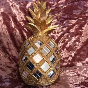 Mirrored gold pineapple decor piece display 10”